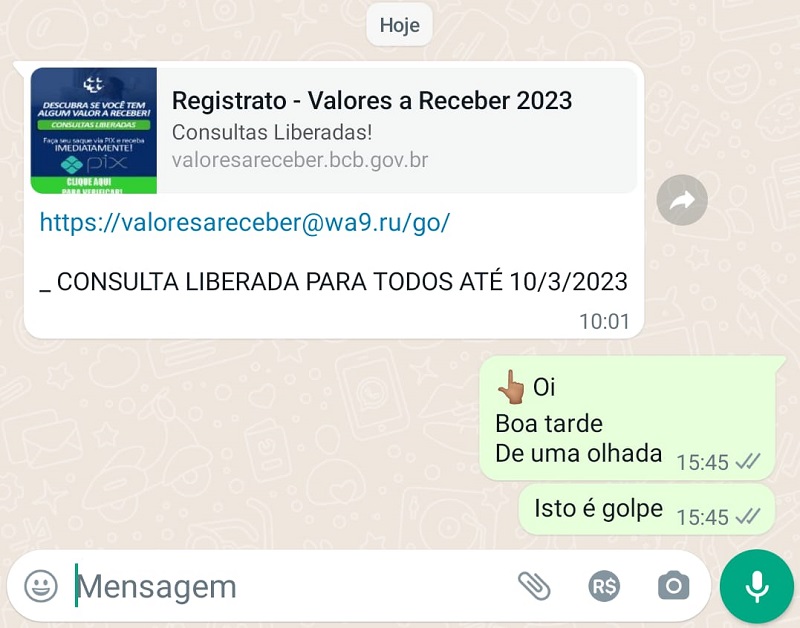 Cuidado Com O Golpe Do Valores A Receber Do Banco Central No Zap